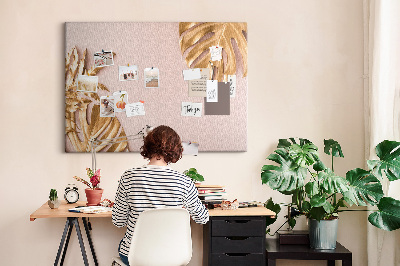 Cork board Golden tropical leaves