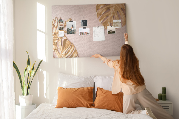 Cork board Golden tropical leaves