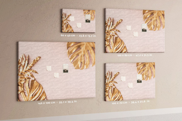 Cork board Golden tropical leaves