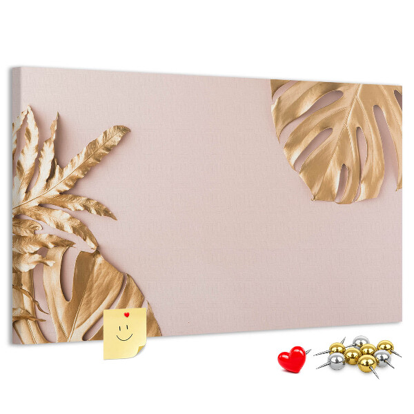 Cork board Golden tropical leaves