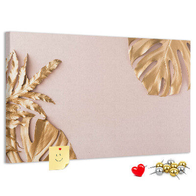 Cork board Golden tropical leaves
