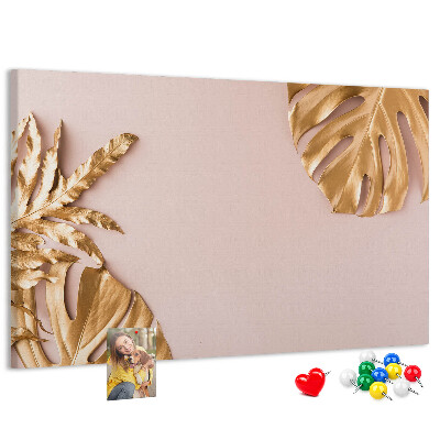 Cork board Golden tropical leaves