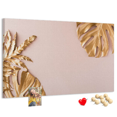 Cork board Golden tropical leaves