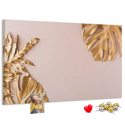 Cork board Golden tropical leaves