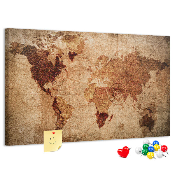 Cork memo board Old world map
