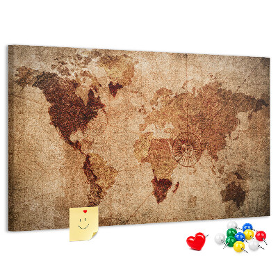 Cork memo board Old world map