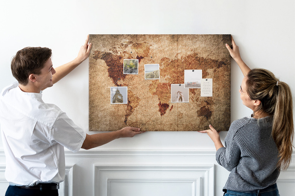 Cork memo board Old world map