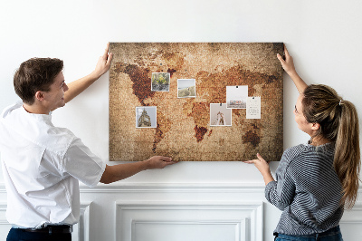 Cork memo board Old world map