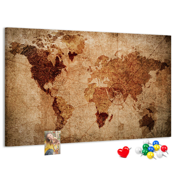 Cork memo board Old world map