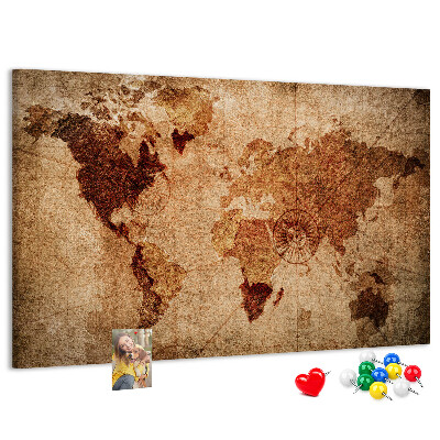 Cork memo board Old world map