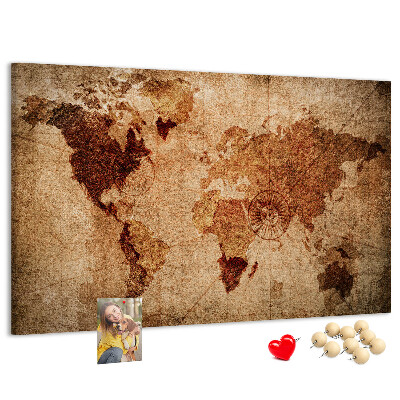 Cork memo board Old world map