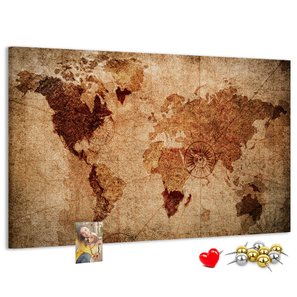 Cork memo board Old world map
