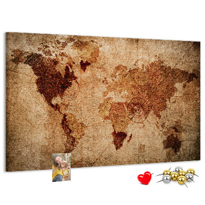 Cork memo board Old world map