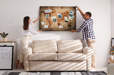 Cork memo board Old world map