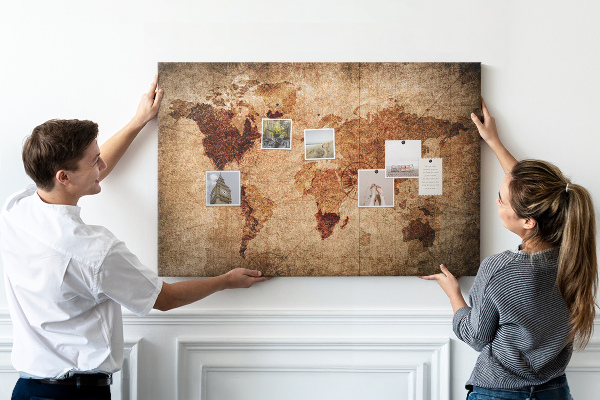 Cork memo board Old world map