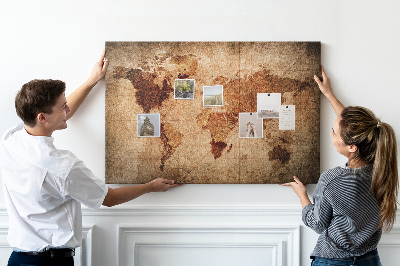 Cork memo board Old world map