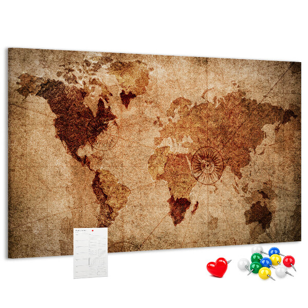 Cork memo board Old world map