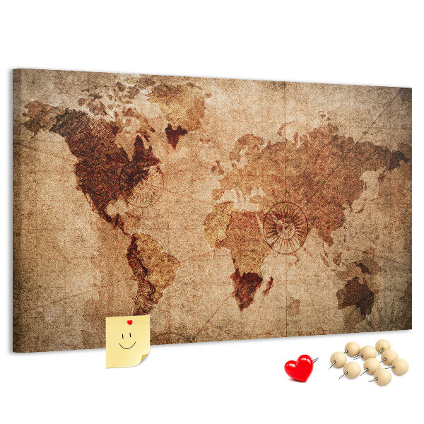 Cork memo board Old world map