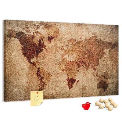 Cork memo board Old world map