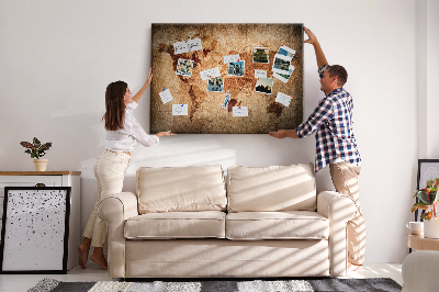 Cork memo board Old world map