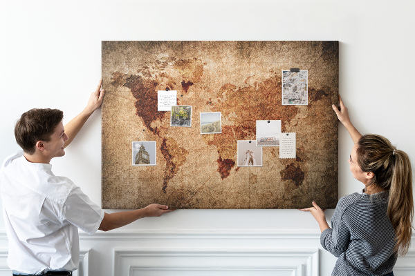 Cork memo board Old world map