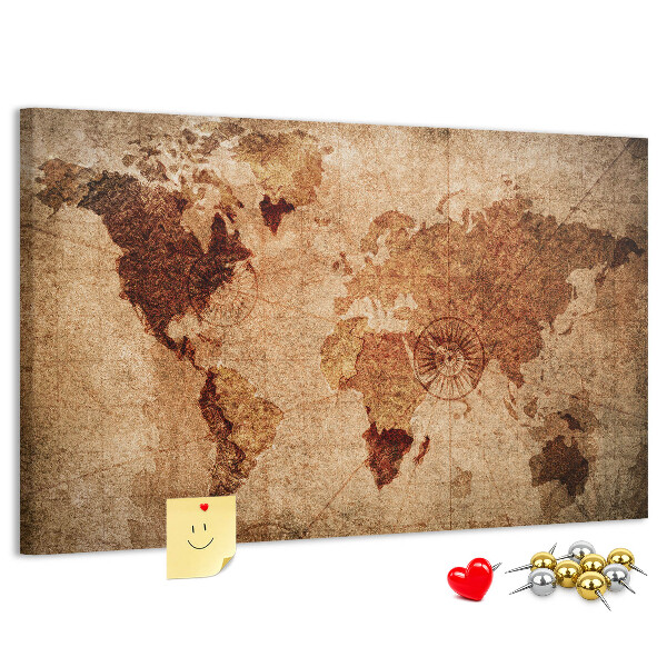 Cork memo board Old world map