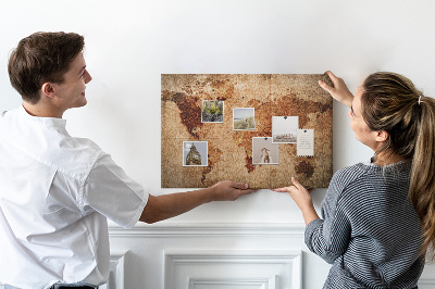 Cork memo board Old world map