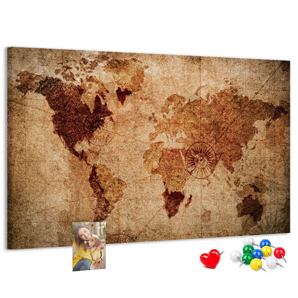 Cork memo board Old world map