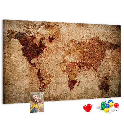 Cork memo board Old world map