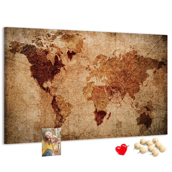 Cork memo board Old world map