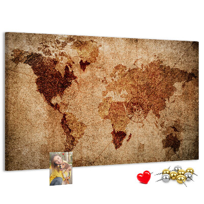 Cork memo board Old world map