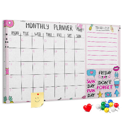 Cork display board Monthly planner
