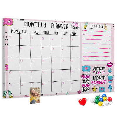 Cork display board Monthly planner