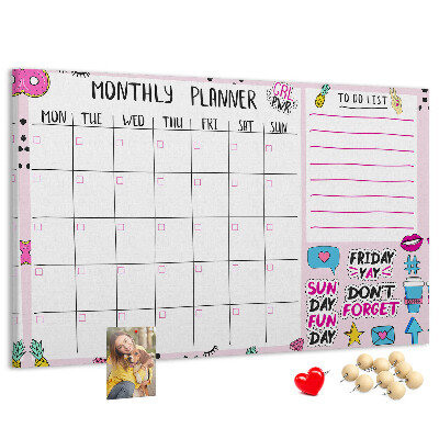 Cork display board Monthly planner