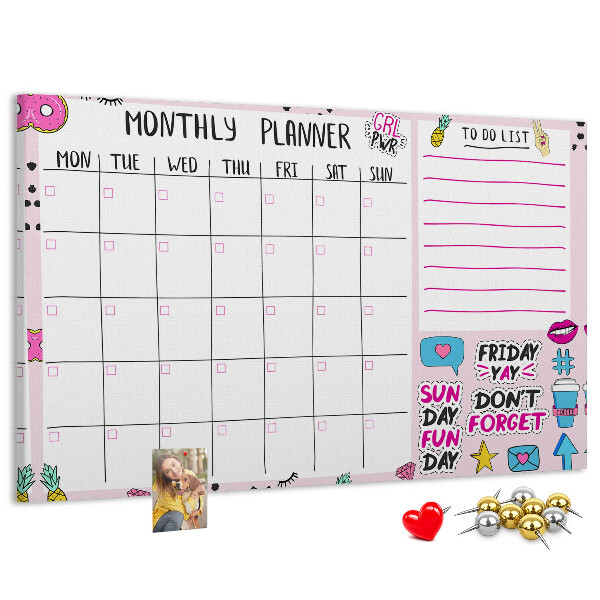 Cork display board Monthly planner