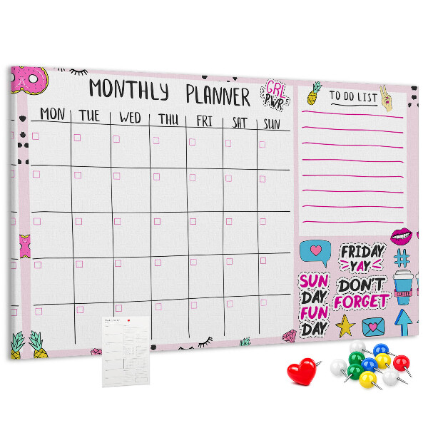 Cork display board Monthly planner