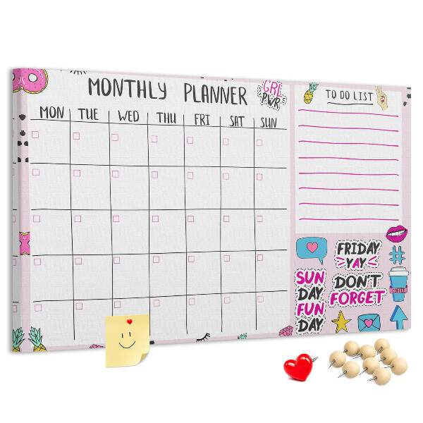 Cork display board Monthly planner