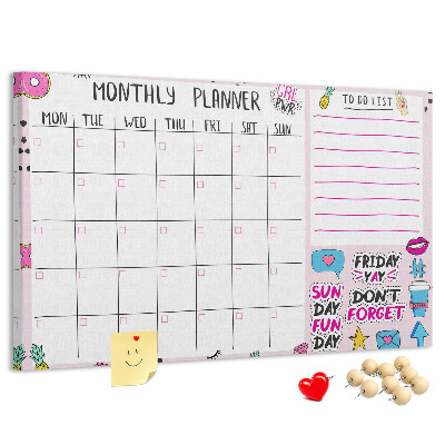 Cork display board Monthly planner