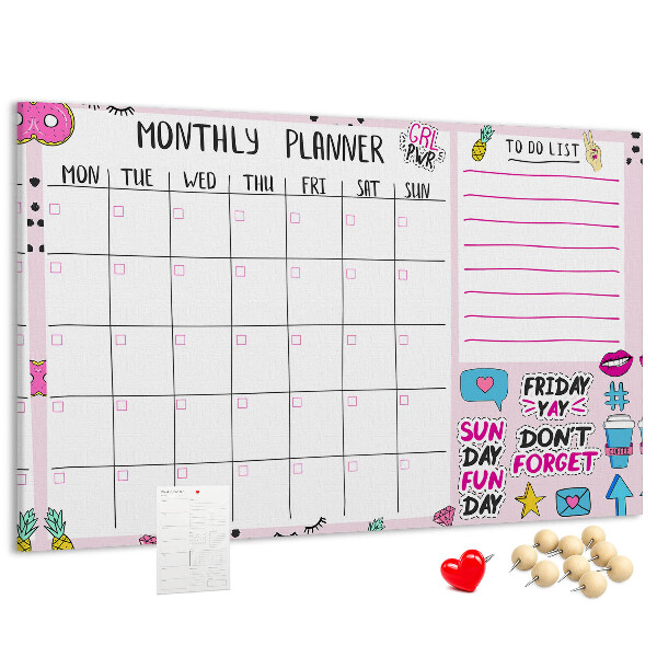 Cork display board Monthly planner