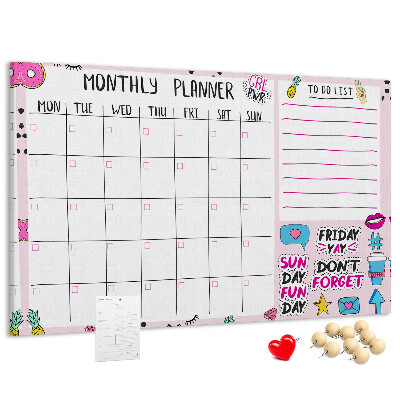 Cork display board Monthly planner
