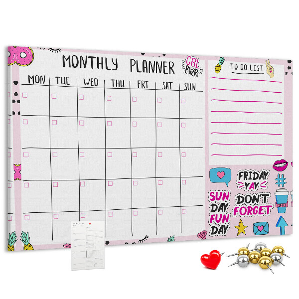 Cork display board Monthly planner