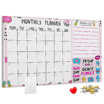 Cork display board Monthly planner