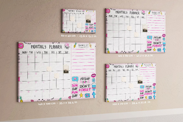 Cork display board Monthly planner