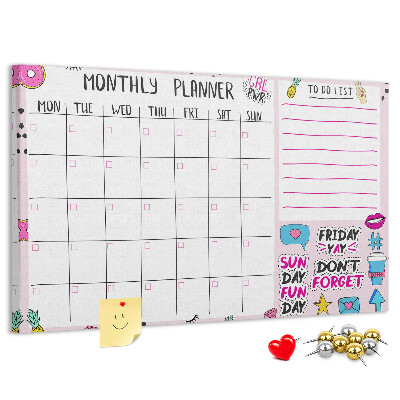 Cork display board Monthly planner