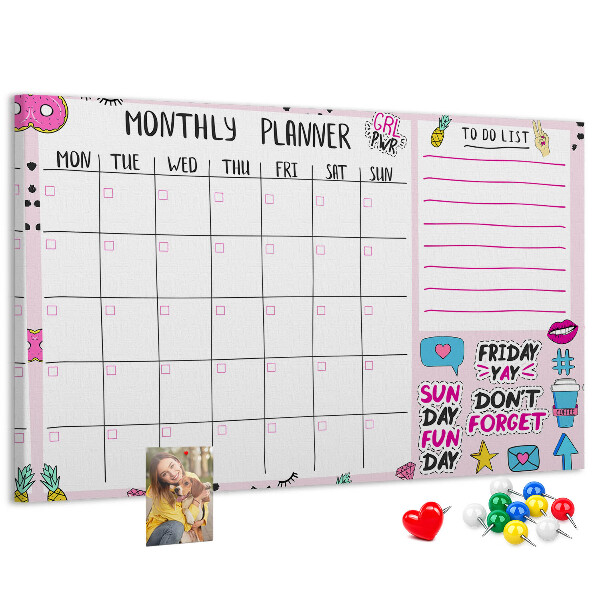 Cork display board Monthly planner