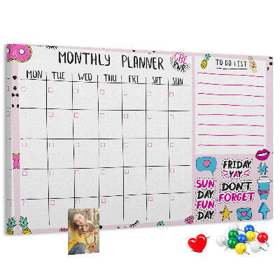 Cork display board Monthly planner
