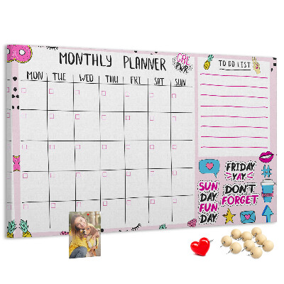 Cork display board Monthly planner