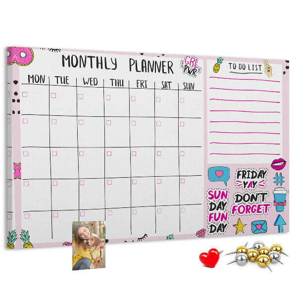 Cork display board Monthly planner