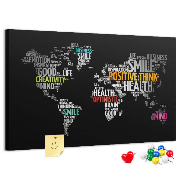 Cork display board Positive world map