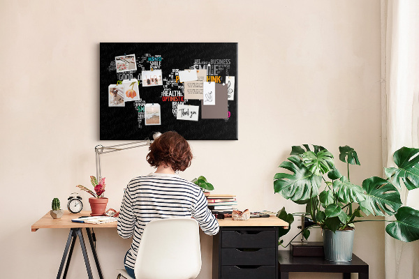 Cork display board Positive world map
